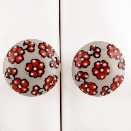 Orange Tiny Flower Dresser Knob